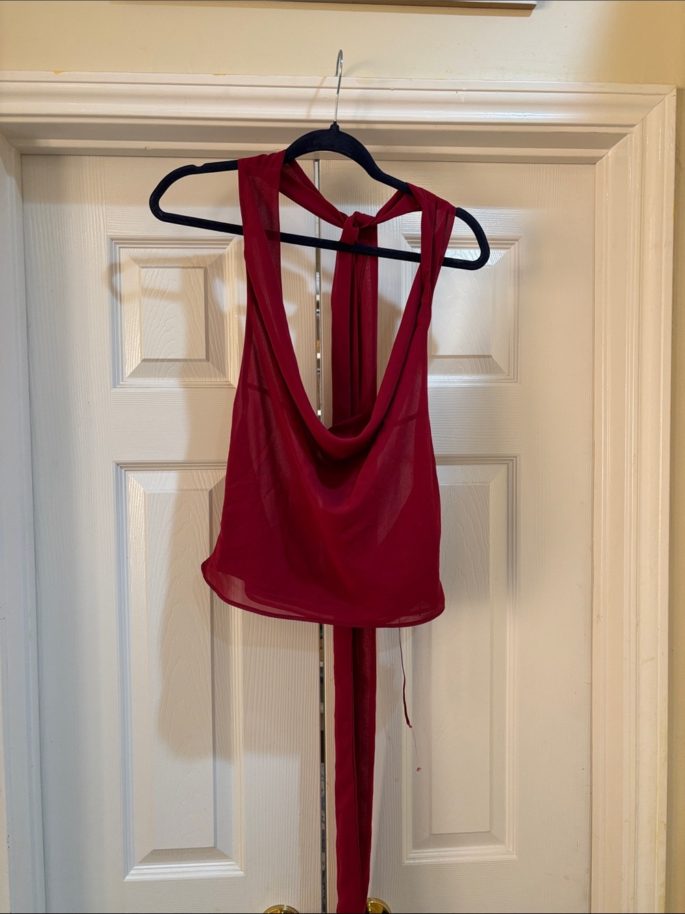 Sleeveless Red Draped Back Tie Camisole
